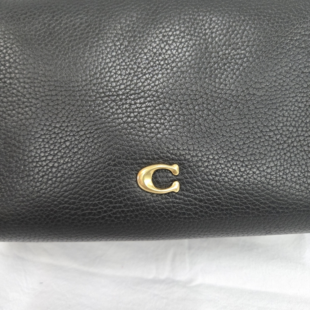 Coach Black Leather Cosmetic Bag with Gold Accent - Picture 6 of 14